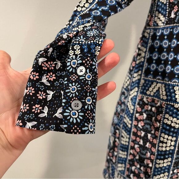 LOFT floral loose fit Sheath Dress with Bishop Sleeves size 0 P - Picture 3 of 11